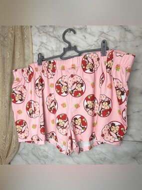 Strawberry Shortcake 2X Pink Sleep Shorts Women's Plus Size Lounge Pajama Shorts